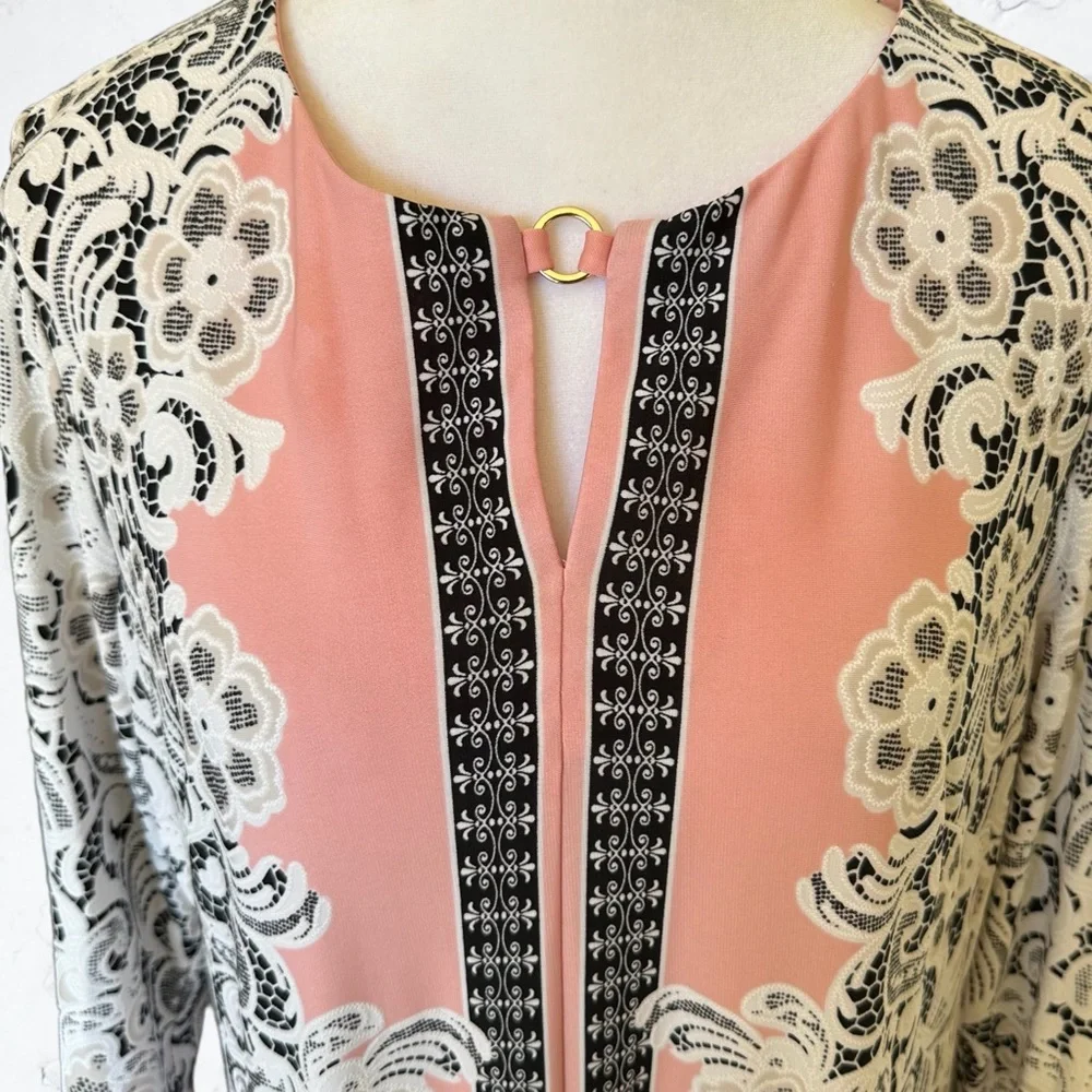 Nordstrom Sandra Darren Women's 3/4 Sleeve Puff Lace Dress Size Petite Large - Picture 5 of 8